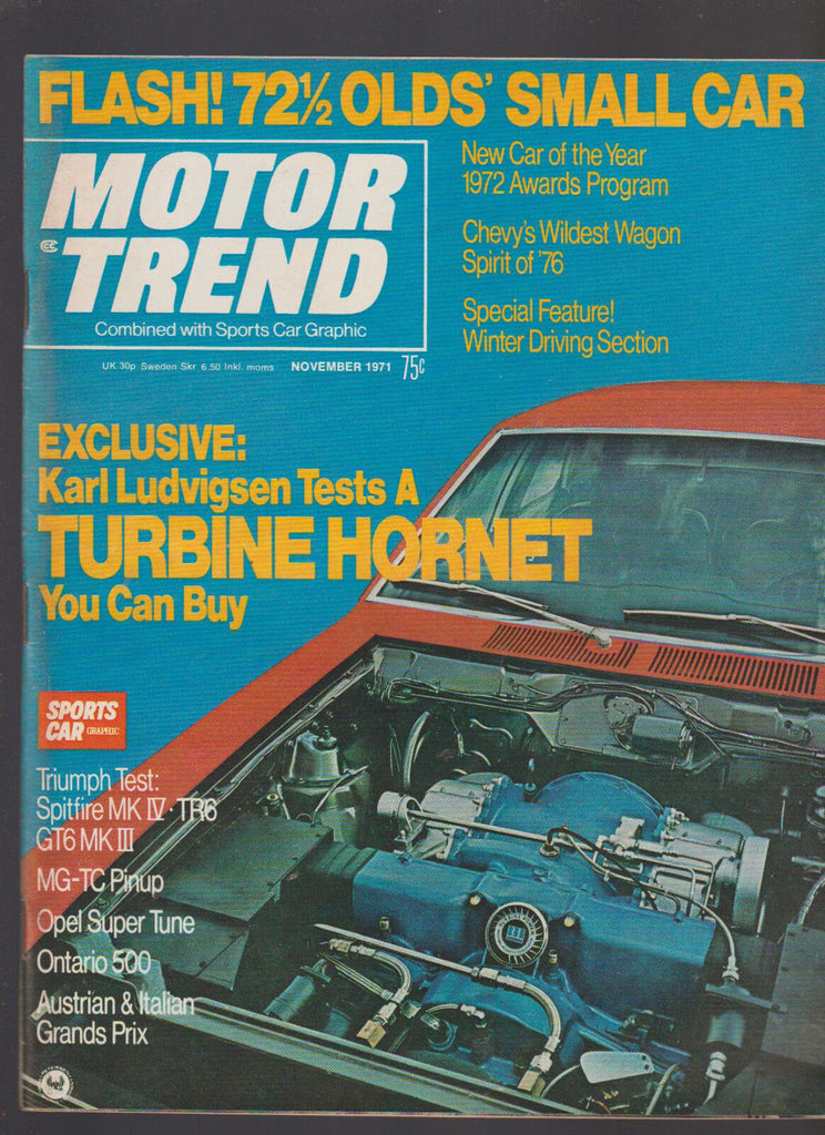 Motor Trend Magazine November 1971 Hornet Chevy Olds Opel Triumph