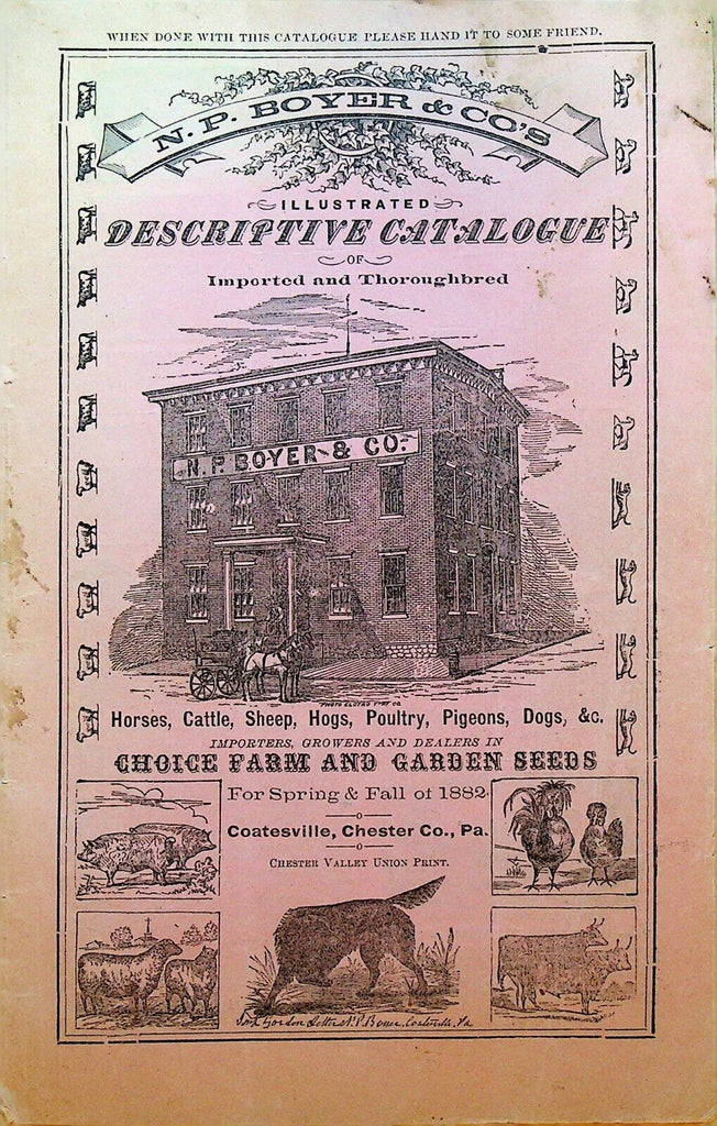 NP Boyer & Co Descriptive Catalog Coatesville Pa 1882 Dogs Hogs Sheep Cows