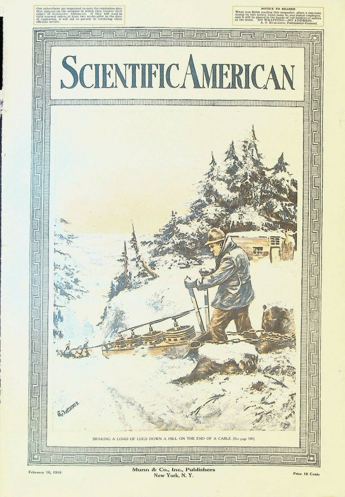 Scientific American February 16 1918 WWI China Edgar Franklin Wittmack