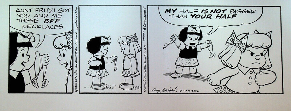Nancy Original Comic Strip Art Guy Gilchrist July 9 2012 BFF Necklace