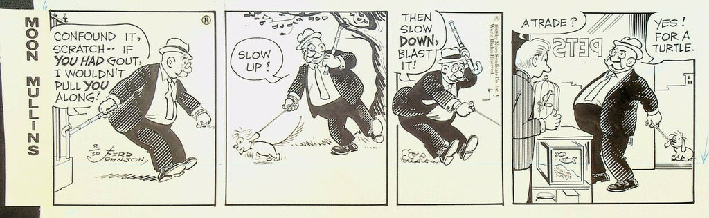 Moon Mullins Ferd Johnson Original Comic Strip Art August 30 1969