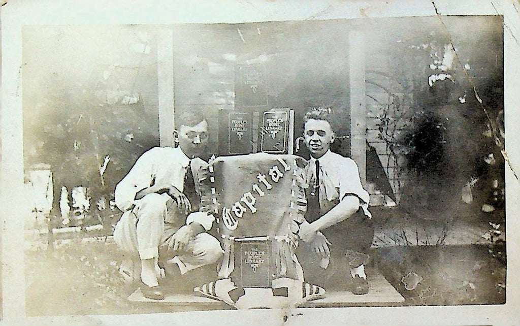 The People's Home Library Door-to-Door Salesman Posing RPPC 1910s