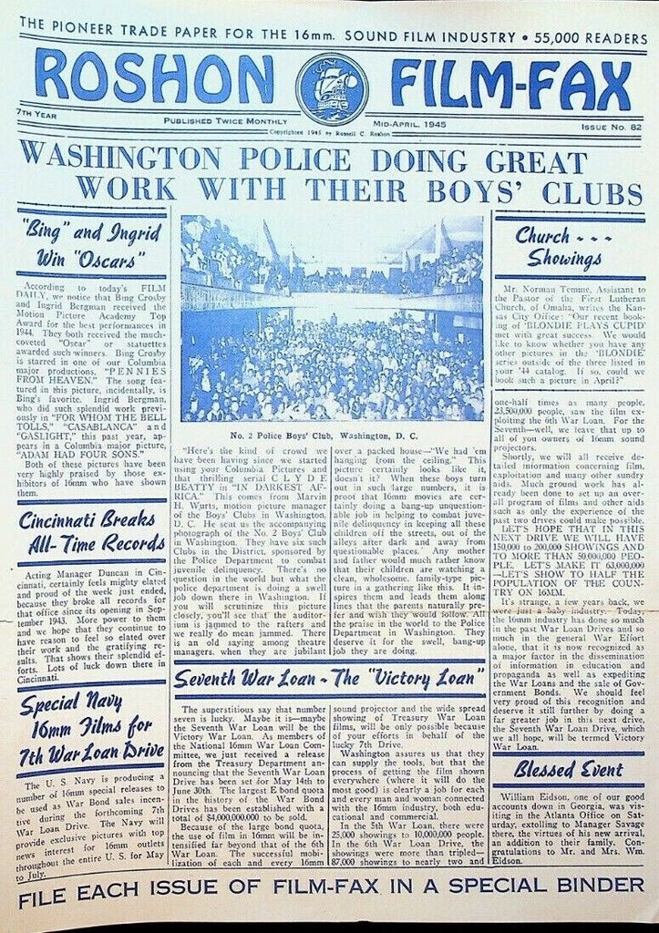 Roshon Film-Fax Mid-April 1945 John Wayne Cary Grant General MacArthur