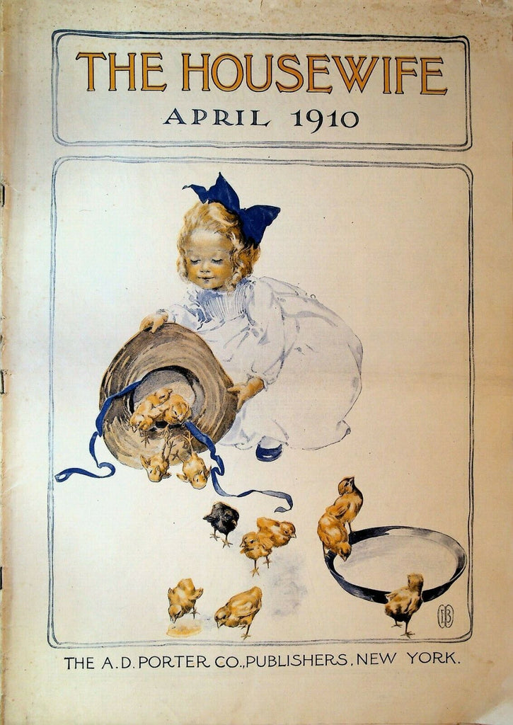 Housewife Magazine April 1910 Chicken Cover Cute Girl Anne of Green Gables