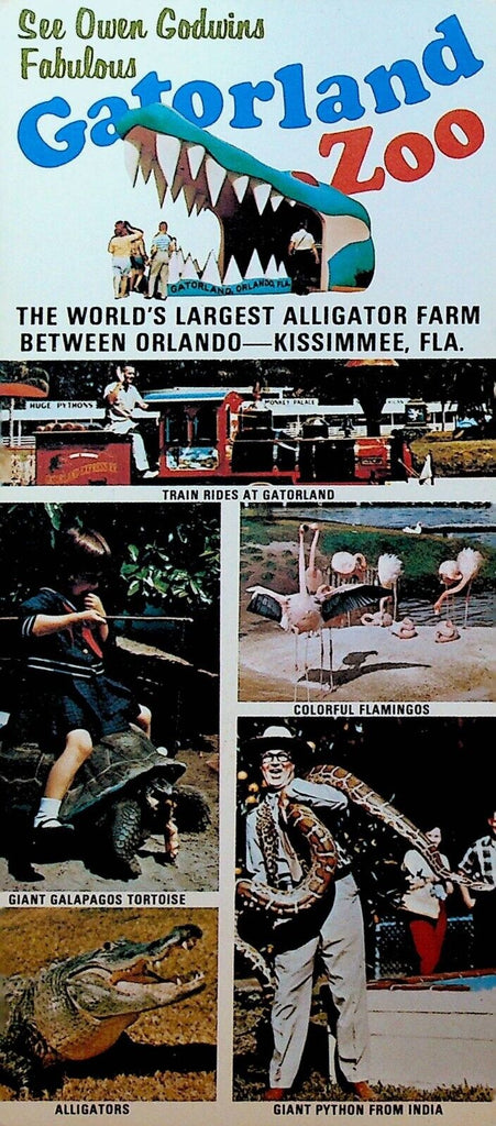 Owen Godwin's Fabulous Gatorland Zoo Florida 1970s Ad Card Alligators