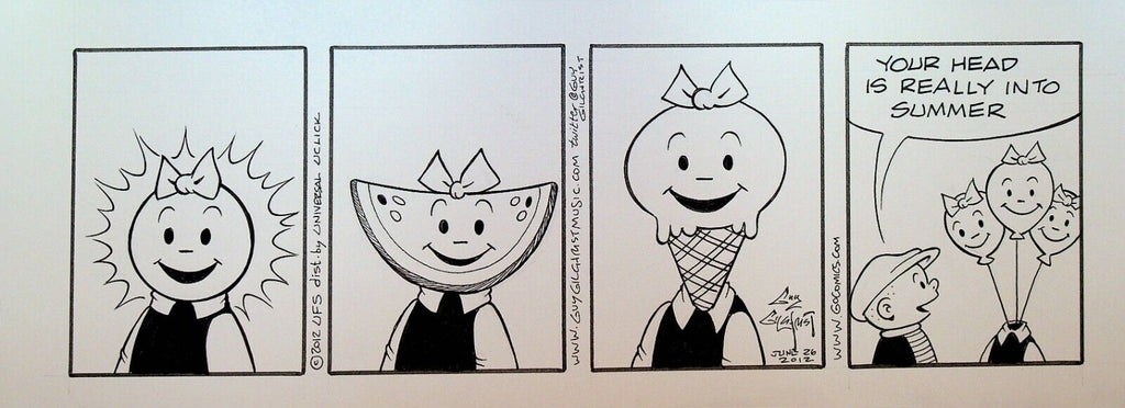Nancy Original Comic Strip Art Guy Gilchrist June 26 2012 Summer Ice Cream