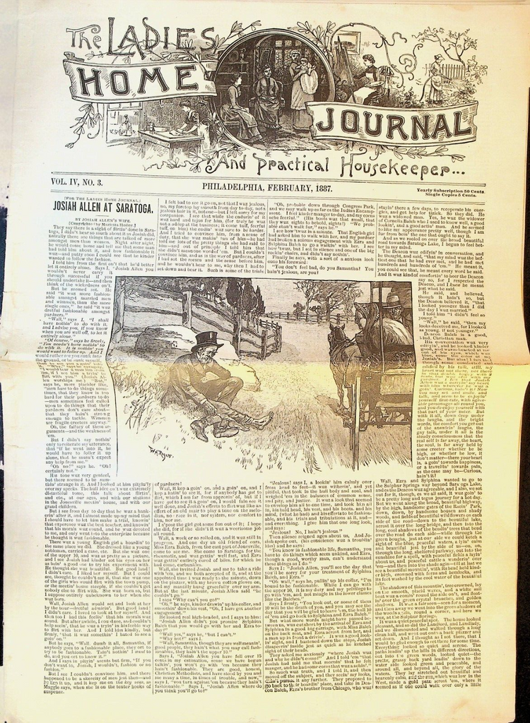 Ladies Home Journal February 1887 Josiah Allen's Wife WA Rogers