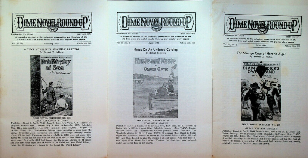 Dime Novel Round Up 1984 Lot of 6 Issues Horatio Alger Jesse James