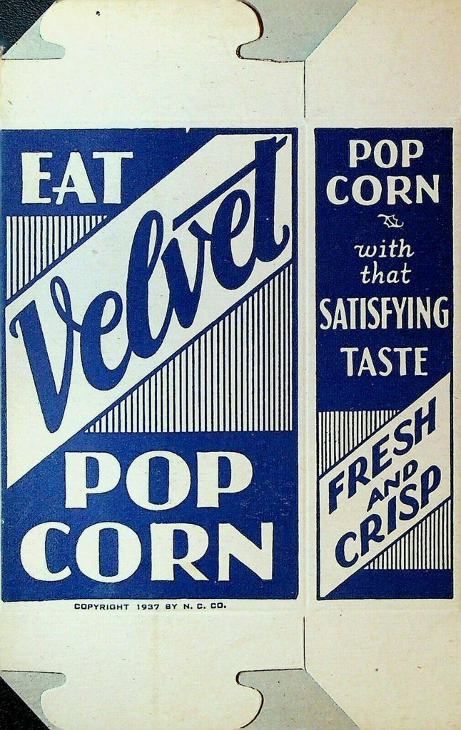 Eat Velvet Popcorn Pop Corn Unused Box Art Deco 1937