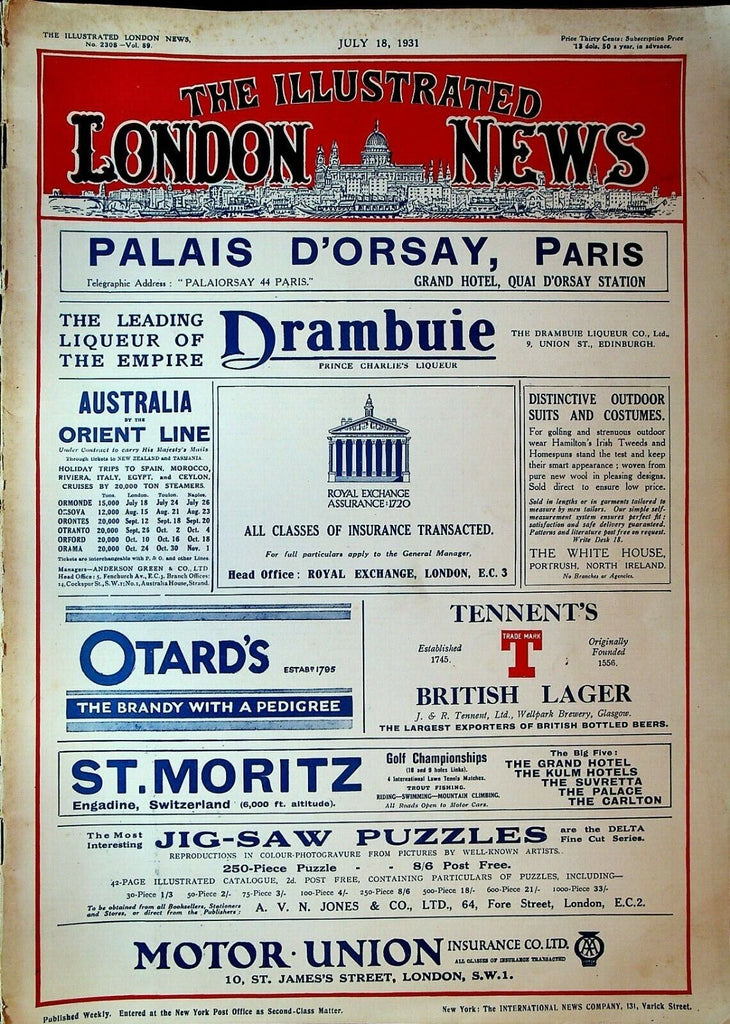 Illustrated London News July 18 1931 HMS Poseidon Zeppelins Burma Eton Harrow