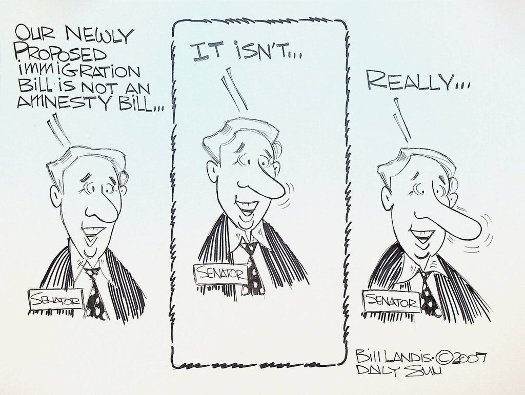 Bill Landis Original Cartoon Art The Villages Daily Sun 2007 Immigration Bill
