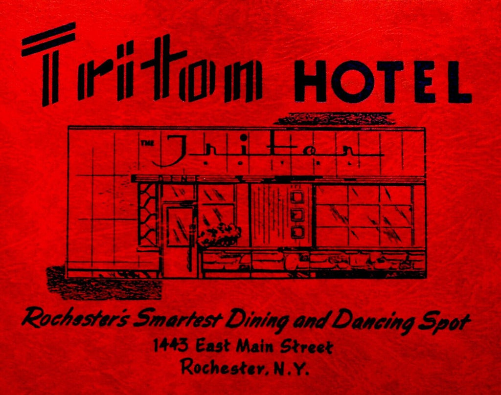 The Triton Hotel Rochester NY Souvenir Photo Folder 1940s Red Black