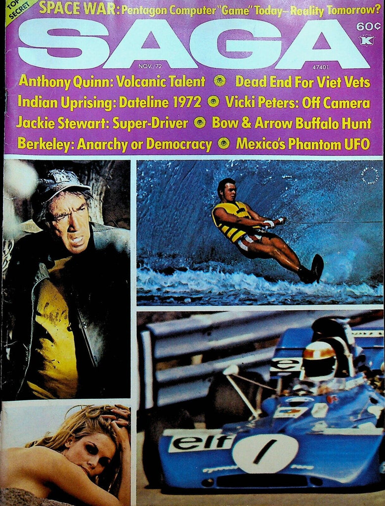 Saga Magazine November 1972 Anthony Quinn Jackie Stewart Mexico UFO Vicki Peters