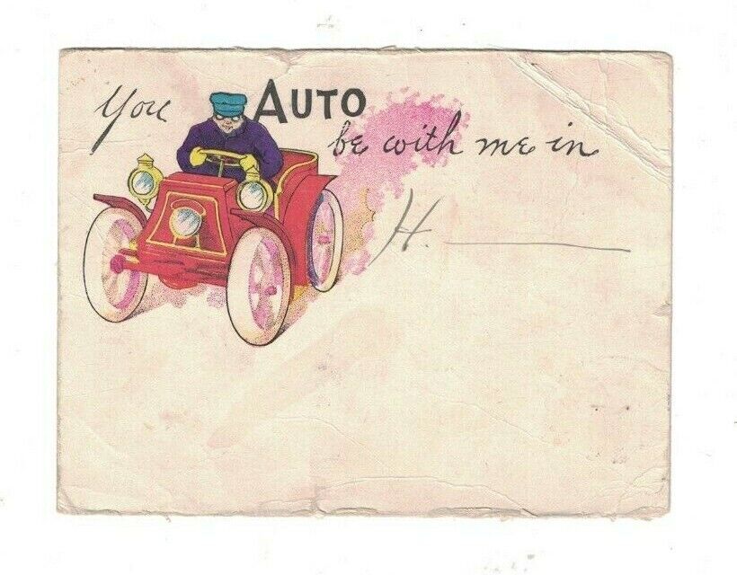 You Auto Be With Me In Novelty Car Postcard 1906 Norwich NY Cancel