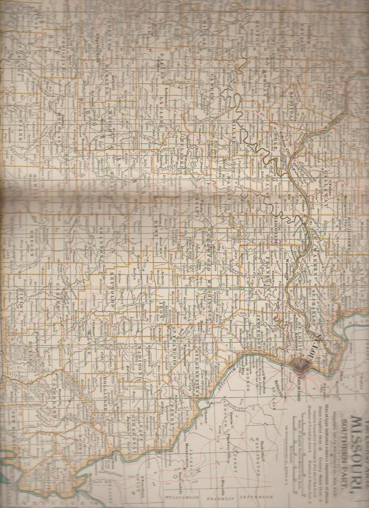 Missouri Southern Part Century Atlas 1897 Antique Map #31 11 3/4 x 16