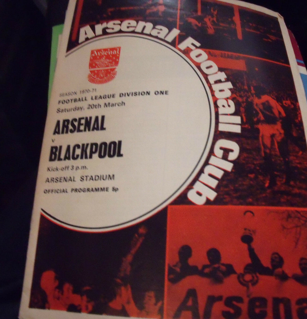 Arsenal v Blackpool Official Programme- Arsenal Football Club- March 20 1971
