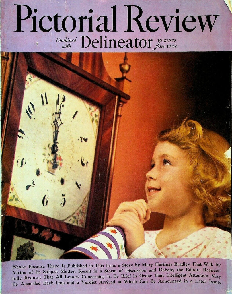 Pictorial Review & Delineator New Year's Eve Girl w Noisemaker January 1938