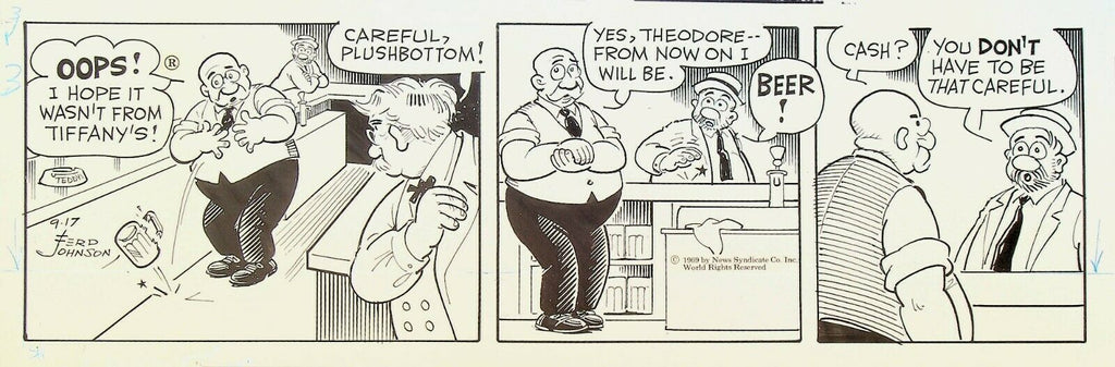 Moon Mullins Ferd Johnson Original Comic Strip Art September 17 1969