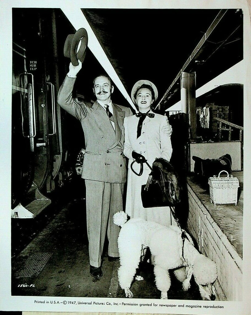 Frederic March & Florence Eldridge Returning Home Wire Photo 1947 Poodle