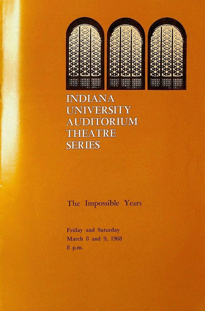 The Impossible Years Playbill March 1968 Indiana University Theatre Tom Ewell