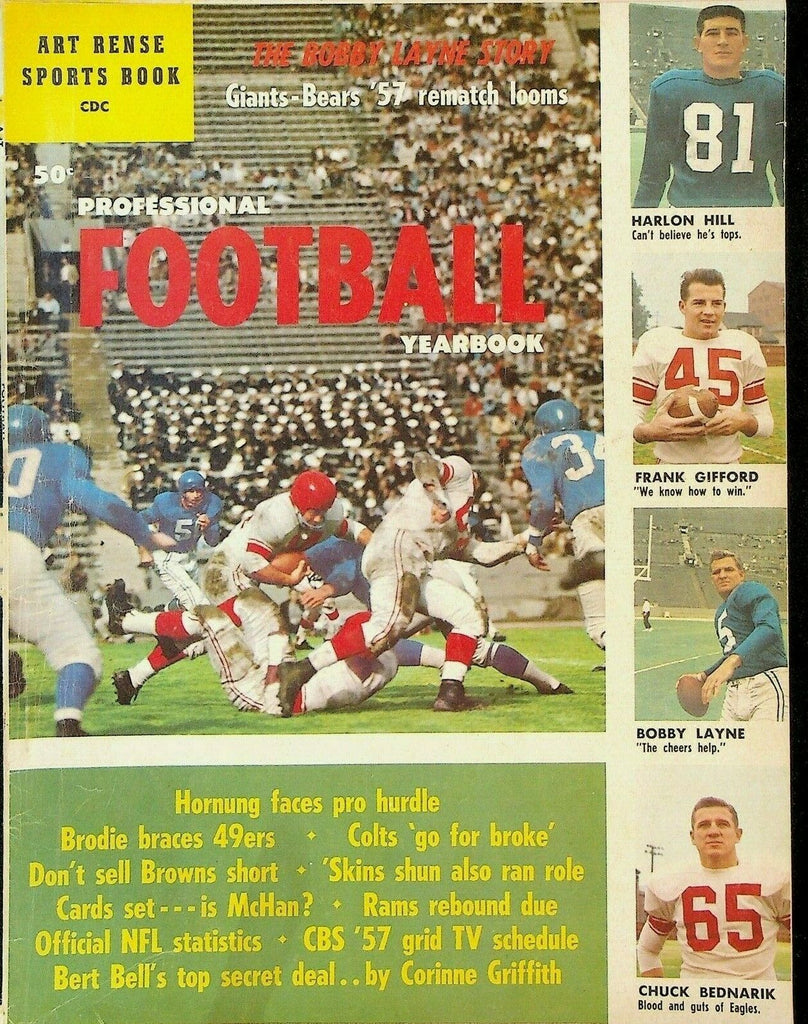 Professional Football Yearbook 1957 Bobby Layne Frank Gifford Chuck Bednarik