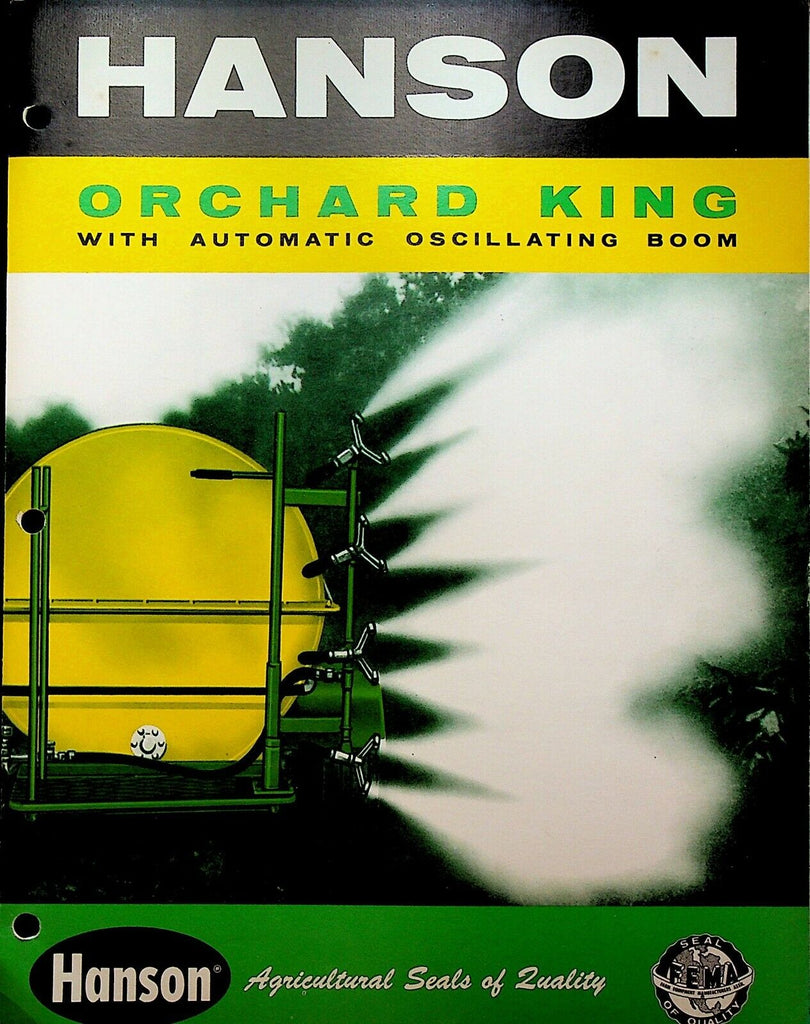 Hanson Orchard King Sprayer Brochure Beloit Wisconsin 1960s Oscillating Boom