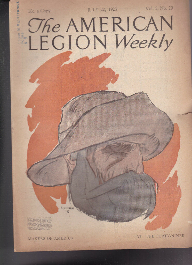 American Legion Magazine Illian The Forty-Niner  Cover July 20 1923