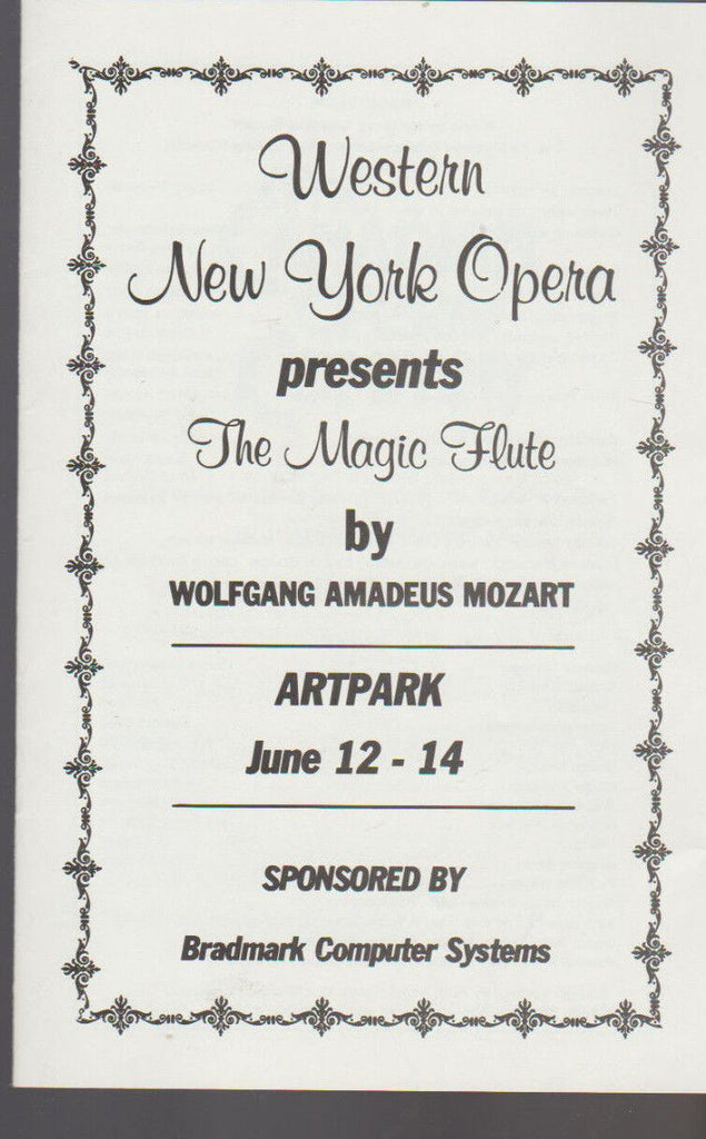 Western New York Opera the Magic Flute 1987 Wolfgang Amadeus Mozart
