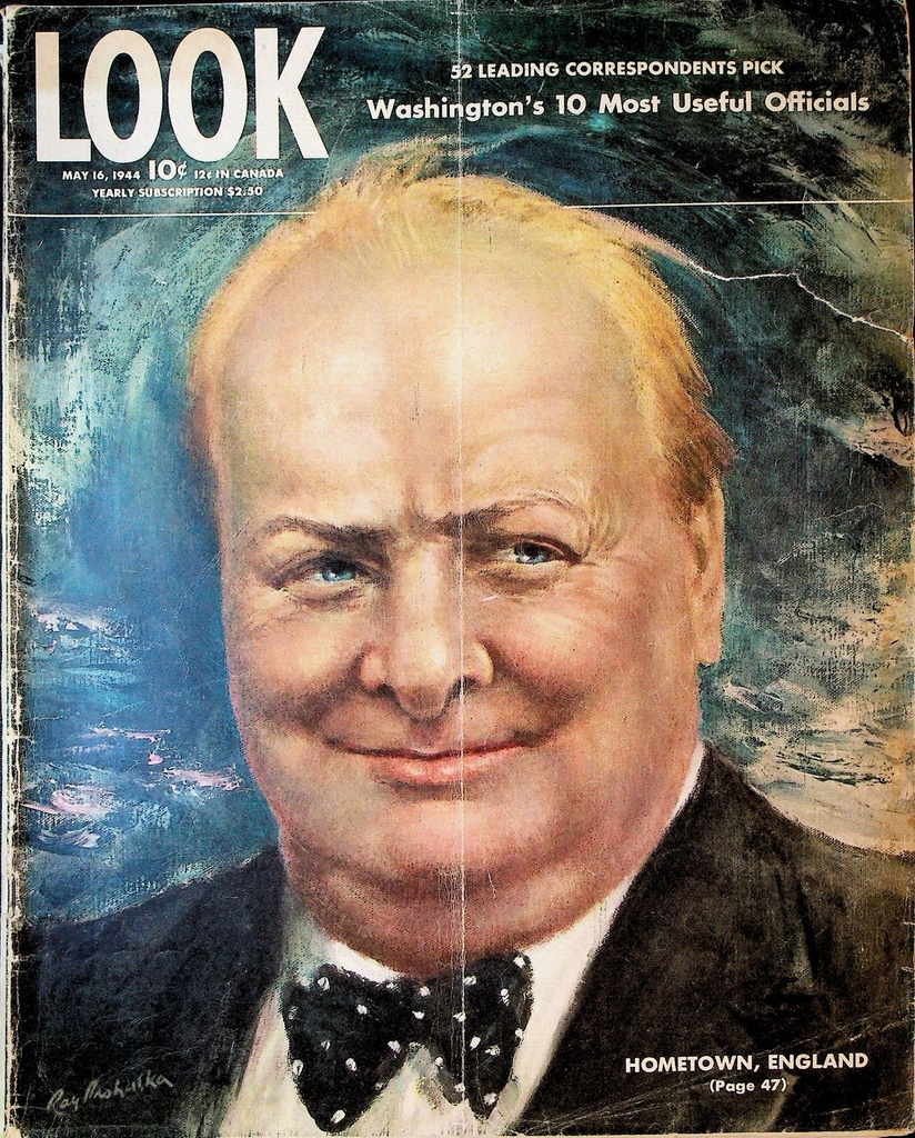 Look Magazine May 16 1944 WWII Winston Churchill Gary Cooper Frank Sinatra