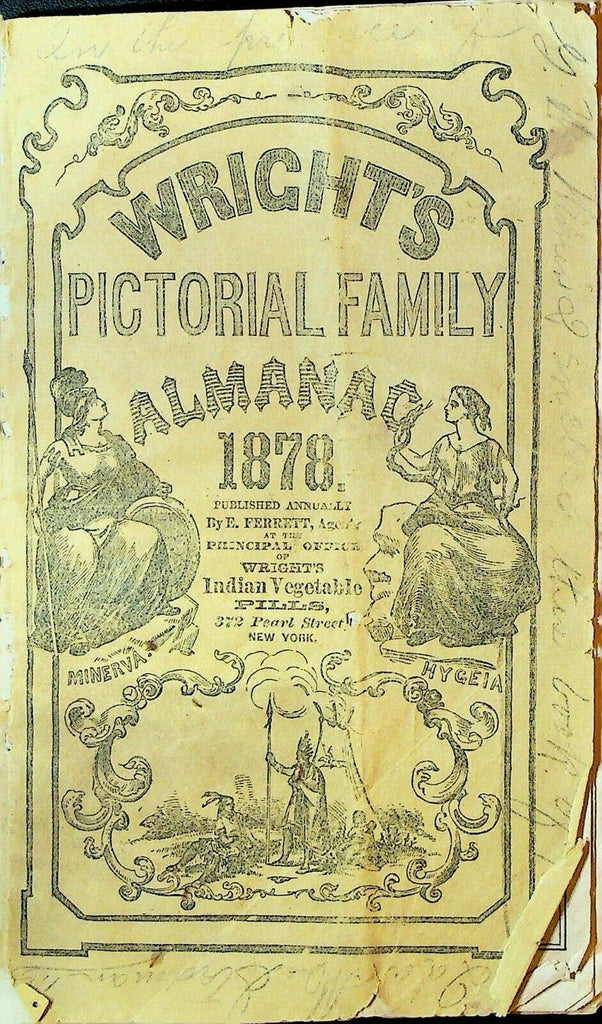Wright's Pictorial Family Almanac 1878 Vegetable Pills