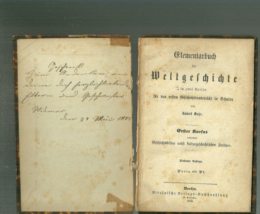 Elementarbuch der Weltgelchichte in Zwei Rursen 1882 HC German