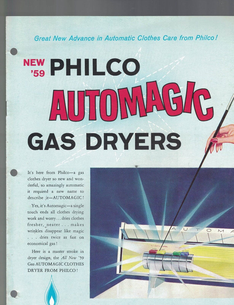 Philco Automagic Gas Dryers 1959 Ad Brochure- DG-692, DG-696, DG-698 (8 pp)