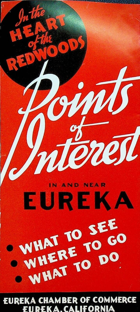 Points of Interest In & Near Eureka California Brochure Heart of Redwoods 1930s