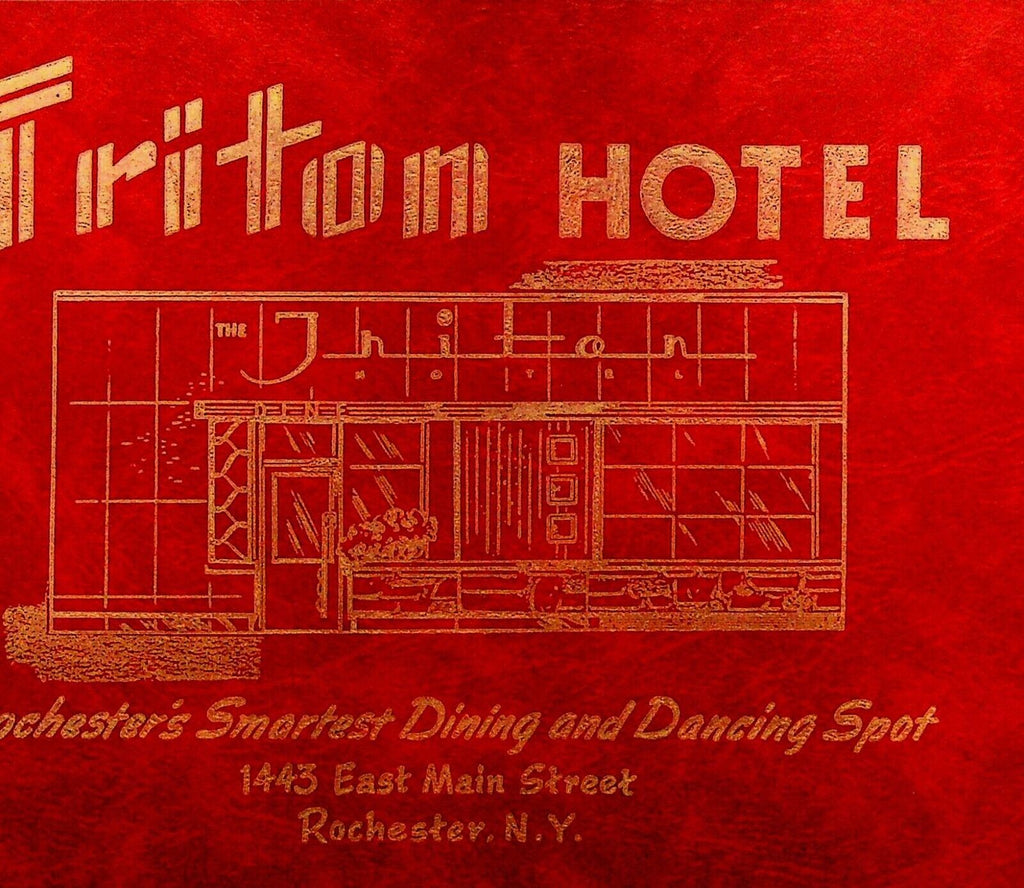 The Triton Hotel Rochester NY Souvenir Photo Folder 1940s Red White