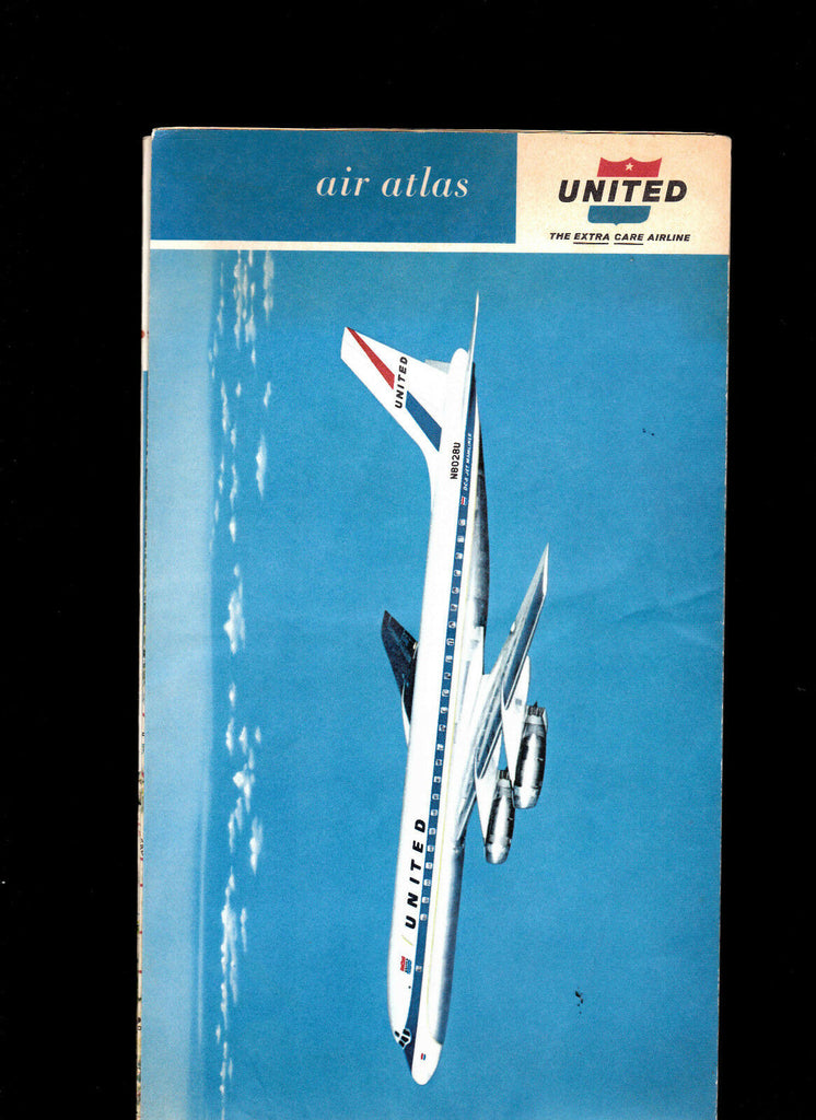 United Airlines Air Atlas System Map 1960 Extra Care Airlines
