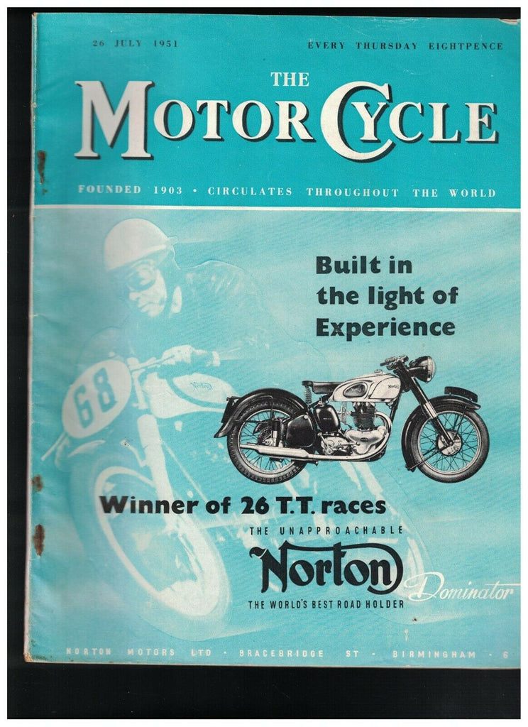 Motor Cycle Magazine July 26 1951 497cc Ariel Red Hunter Single Racing