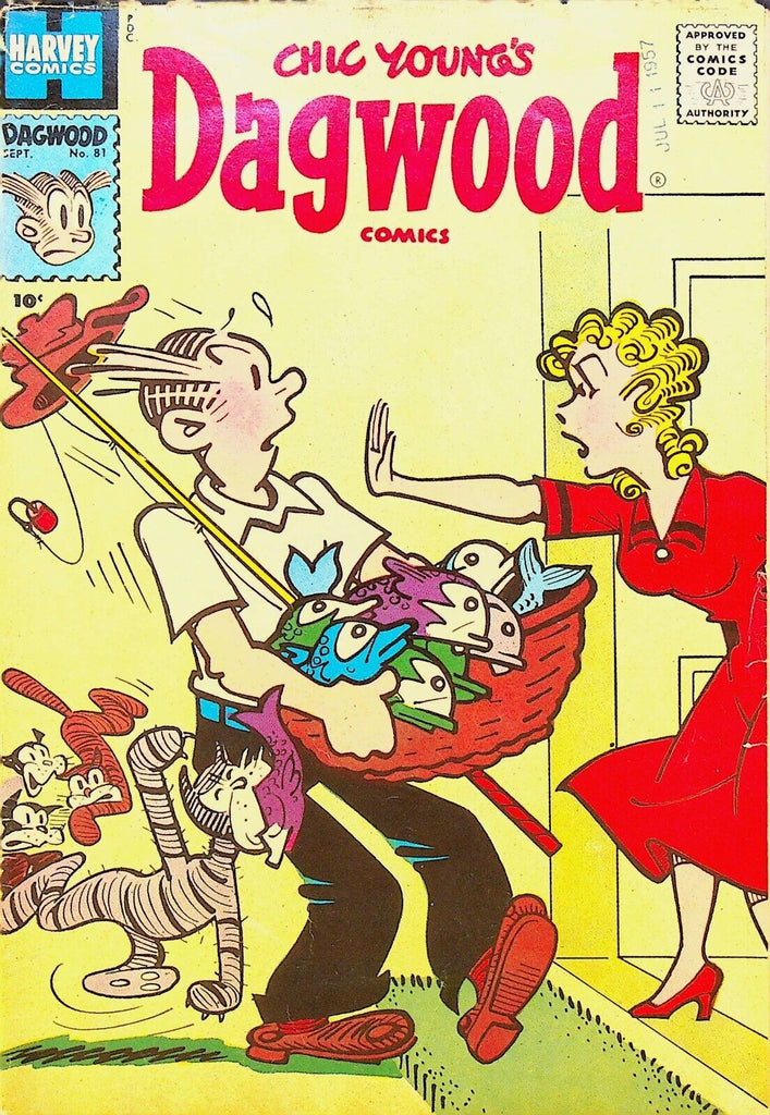Dagwood 81 Harvey Comics Dagwood Fishing Fisherman Fish Cats 1957