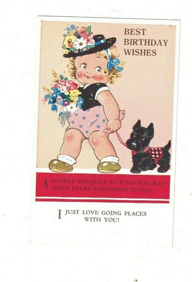 Scottish Terrier Scottie Dog Best Birthday Wishes Postcard 4663B