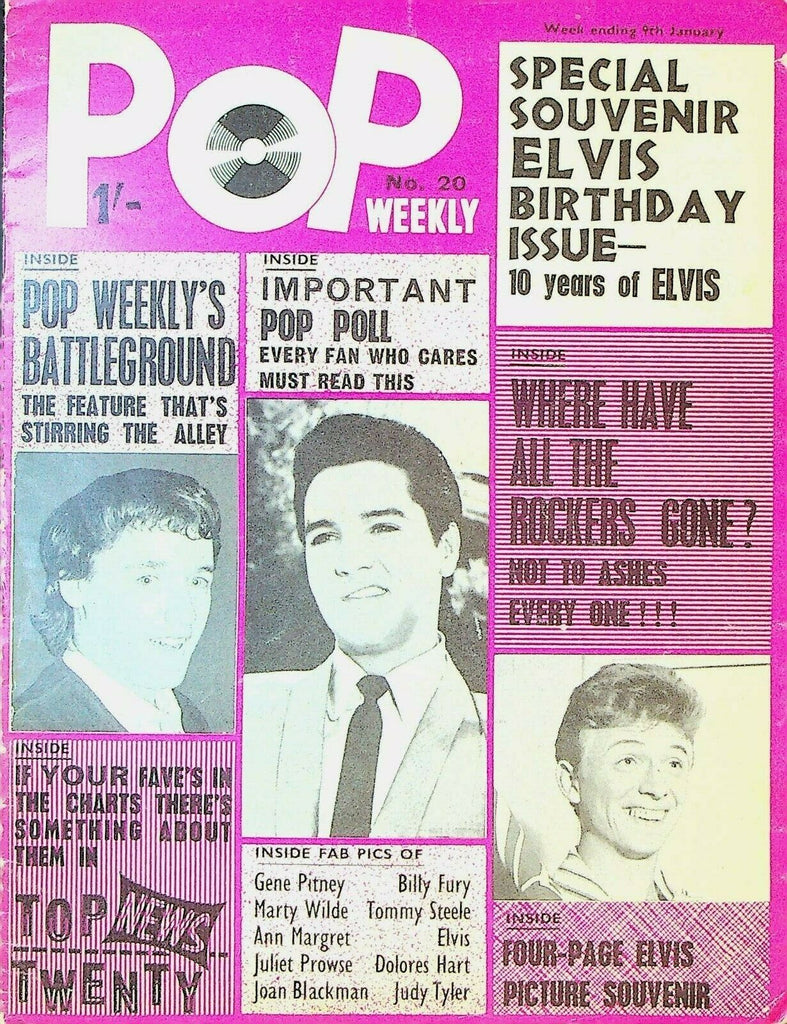 Pop Weekly #20 January 9 1965 Elvis Presley Ann-Margret Gene Pitney