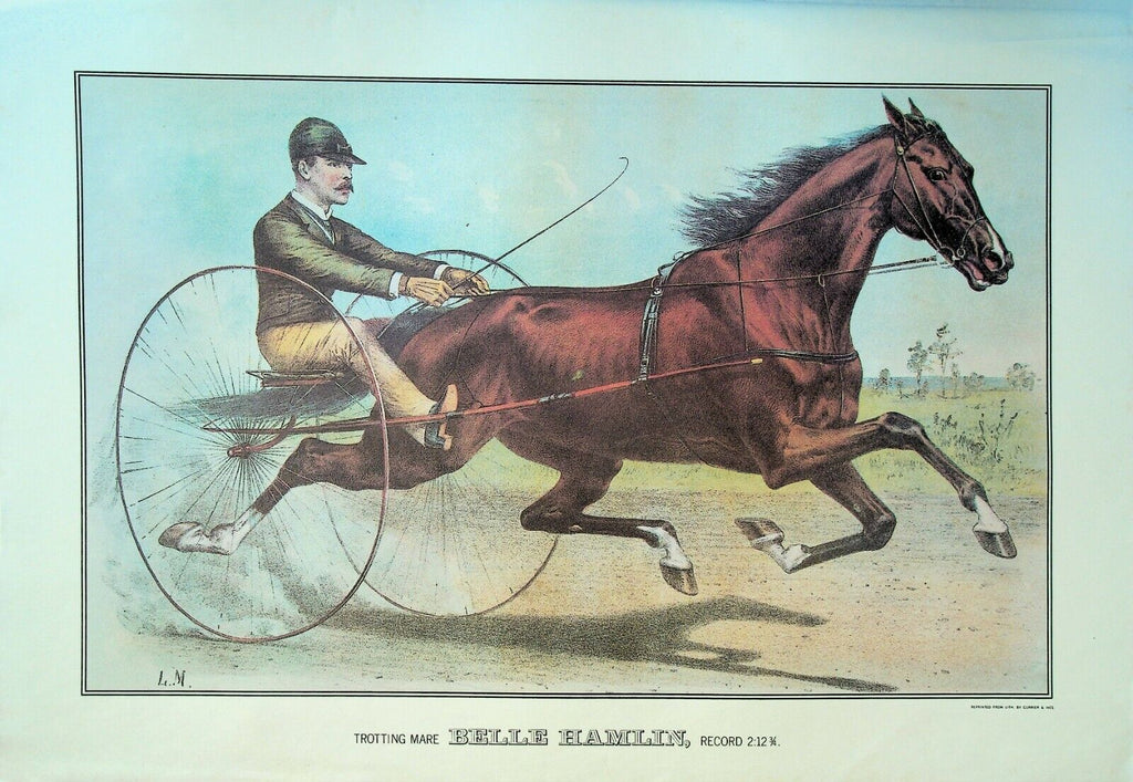 Currier & Ives Calendar Topper 1982 Belle Hamlin Trotting Mare Horse