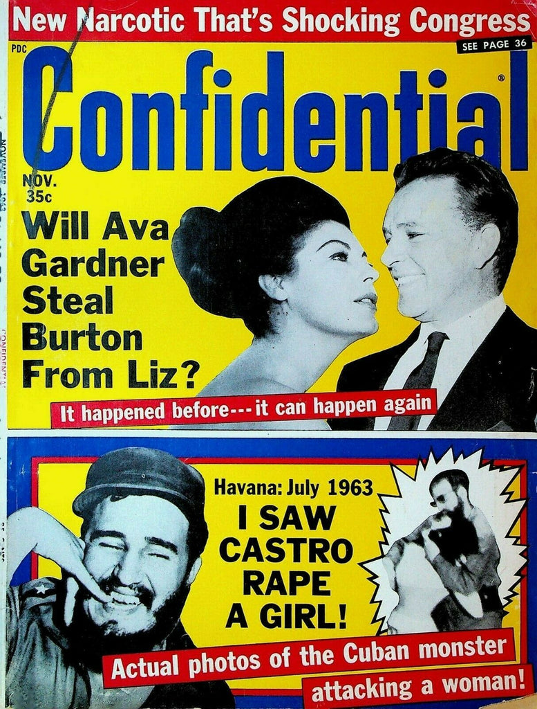Confidential Magazine November 1963 Fidel Castro Ava Gardner Spencer Tracy
