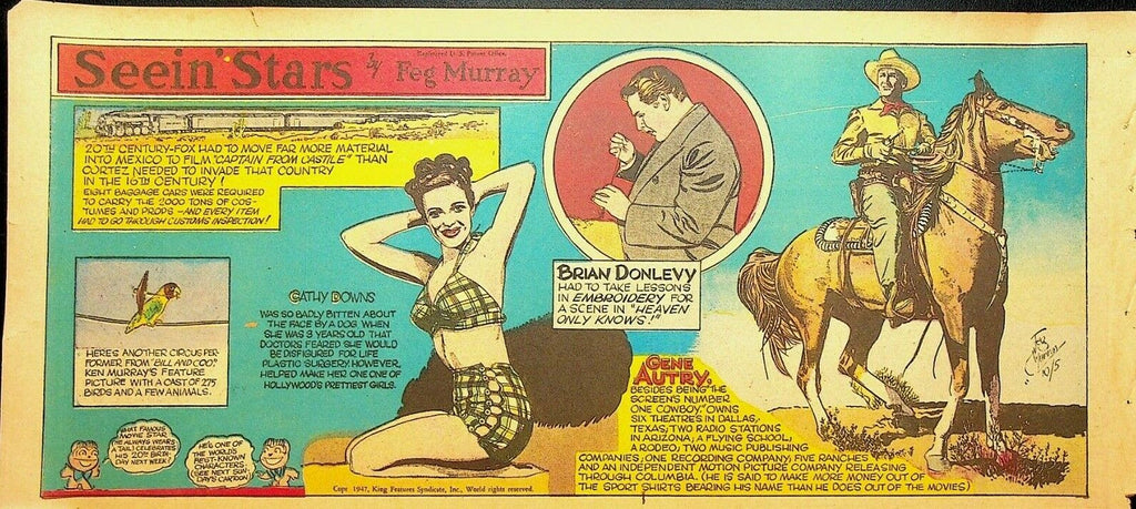 Seein Stars Comic Strip October 5 1947 Gene Autry Cathy Downs Brian Donlevy