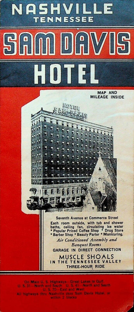 Sam Davis Hotel Nashville Tennessee Brochure 1920s