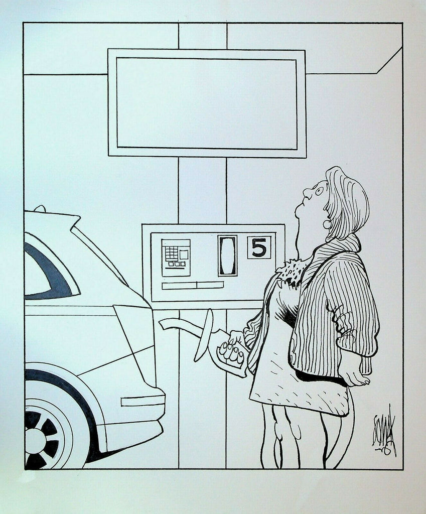 Don Lomax Original Art Gag Gas Station Pump