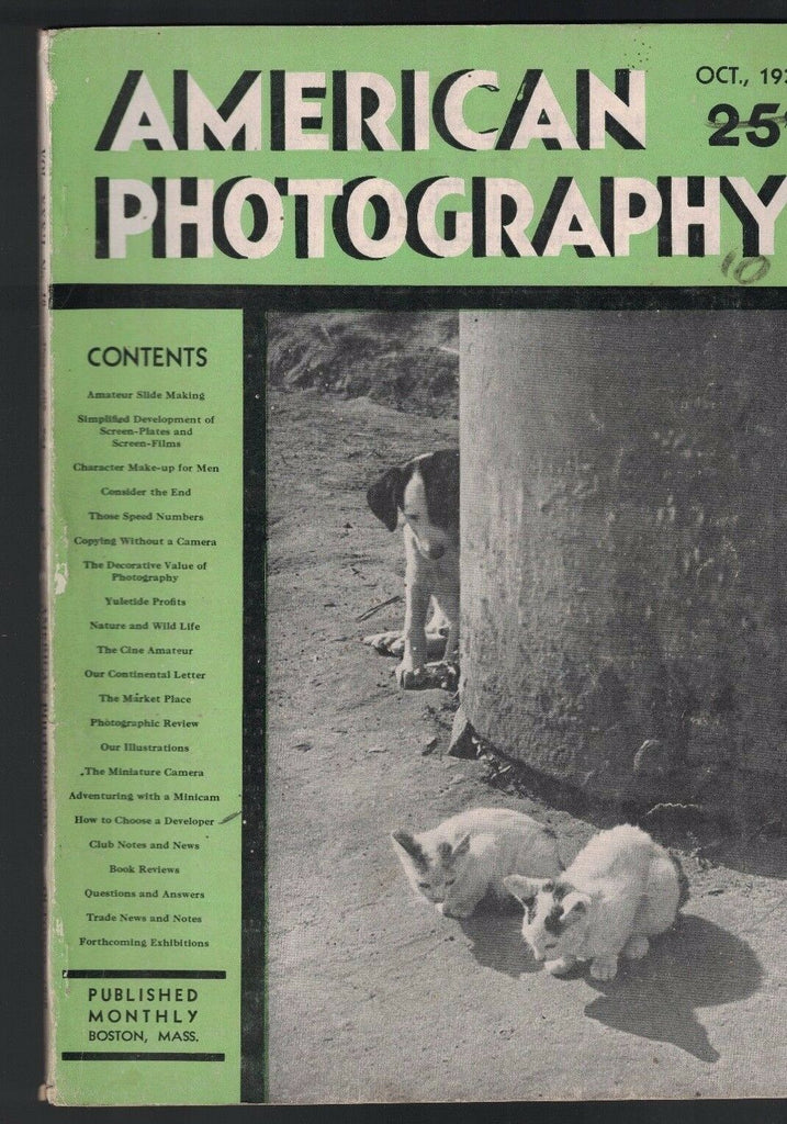 AMERICAN PHOTOGRAPHY Magazine October 1938 Puppy Dog & Kittens