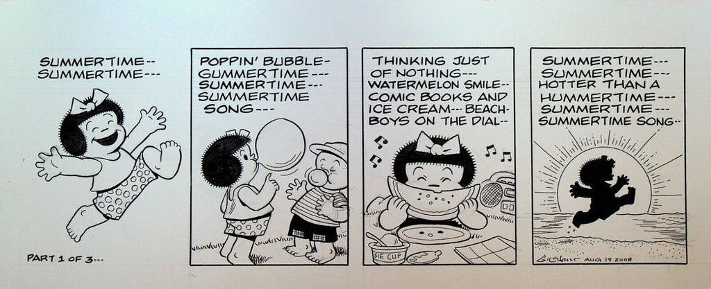 Nancy Original Comic Strip Art Guy Gilchrist August 19 2008 Summertime