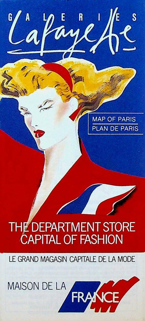 Galeries Lafayette Advertising Map of Paris France 1988