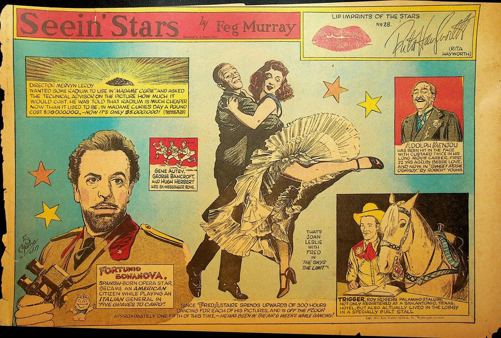 Seein Stars Comic Strip June 27 1943 Fred Astaire Trigger Roy Rogers