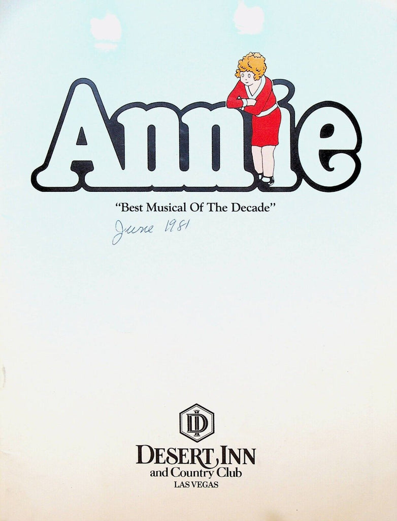 Annie Musical Program Desert Inn Las Vegas June 1981 Jane Connell Reid Shelton
