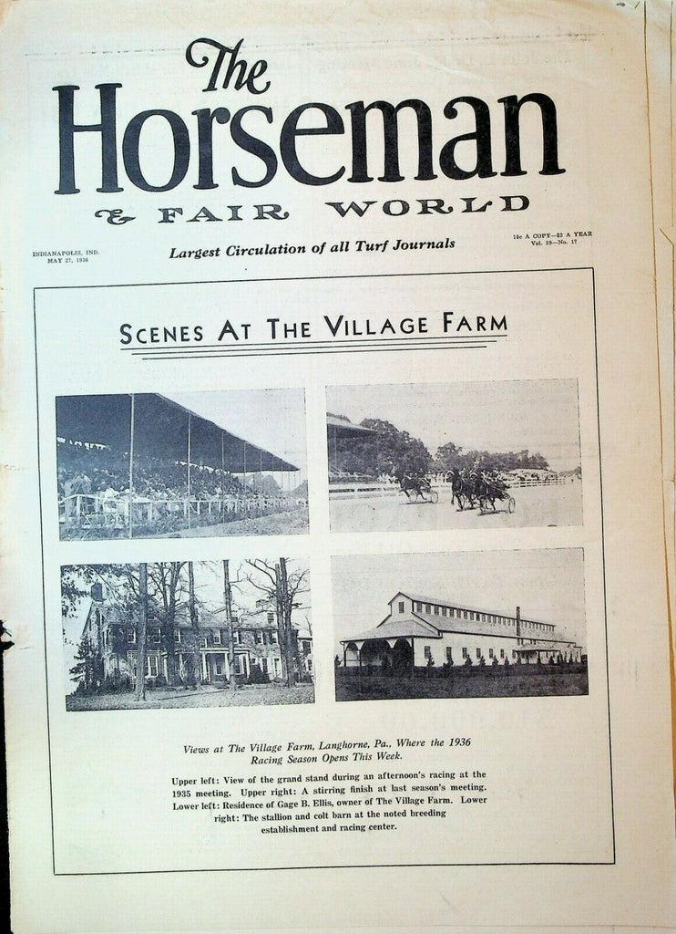 Horseman & Fair World Magazine Harness Racing May 27 1936 Langhorne Pa